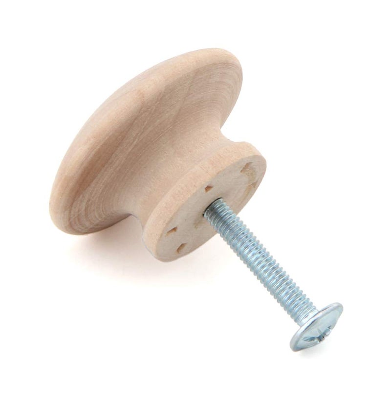 Silverline 6 Pack Round Wood Drawer Knob 1-1/2", Unfinished Cabinet Pulls Handles Hardware for Drawer Wardrobe Dresser - Image 3